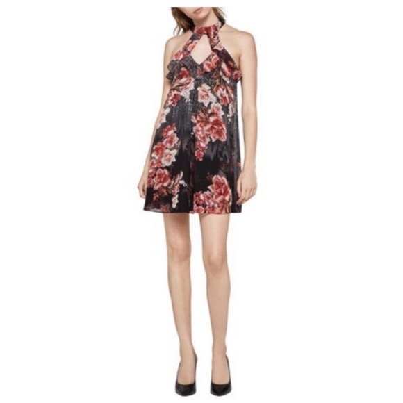 BCBGeneration High-Neck Floral A-Line Dress Sz Med - Picture 1 of 2